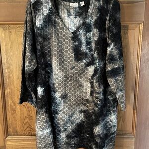Logo by Lori Goldstein Tie Dye Textured 3/4 Sleeve Tunic size 1X